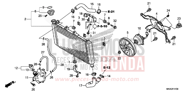 RADIATEUR von NC750X DCT MAT GUNPOWDER BLACK METALLIC (NH436) von 2016